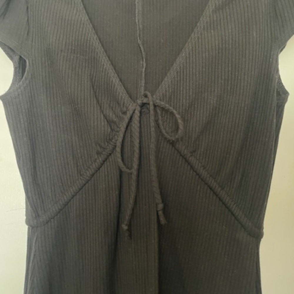 Reformation Margie Black Ribbed Mini Dress EUC - Picture 8 of 10